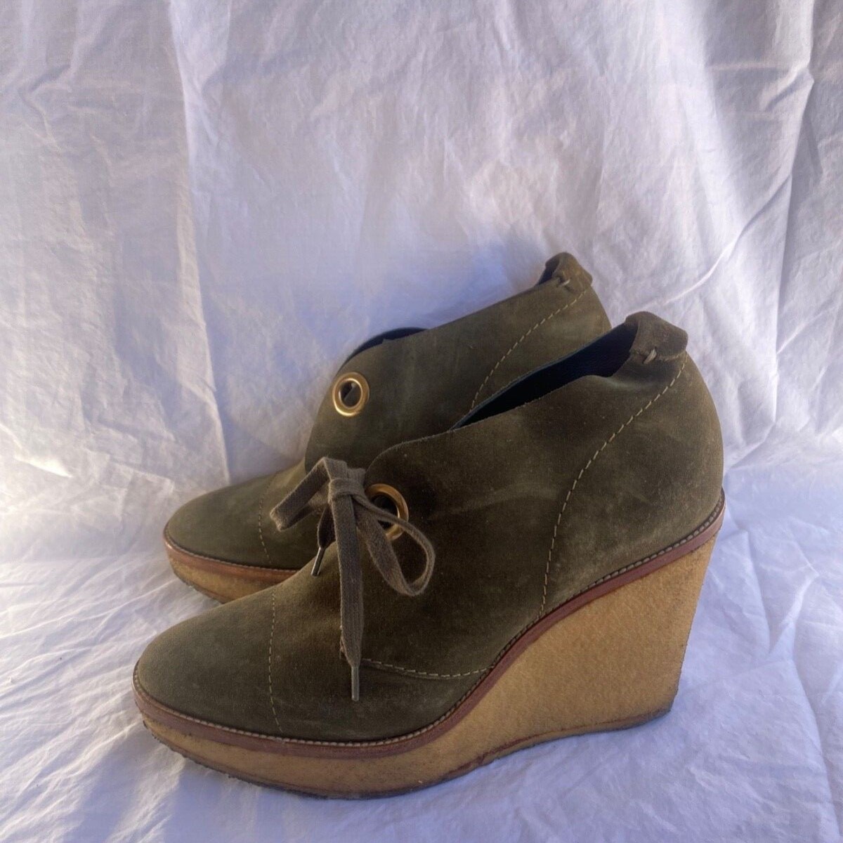 Cunei pelle scamosciata verde Yves Saint Laurent *manca un pizzo*