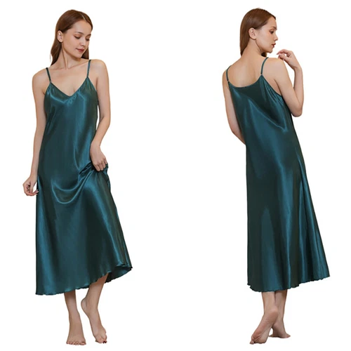 Sexy Satin Silk Robe Dress Sleepwear Lingerie Long Nightdress Nightgown - Bild 19 von 41