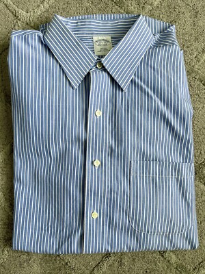 Brooks Brothers Men's Blue Striped Cotton Slim Fit Dress Shirt 16.5-34  (Large) | eBay