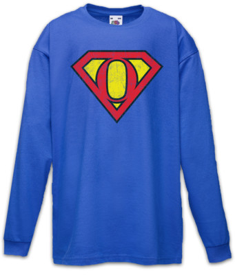 Super O Kinder Langarm T-Shirt Buchstabe Vatertag Muttertag Comic Geschenkidee