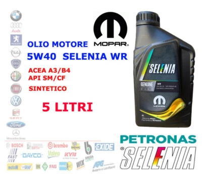 OLIO MOTORE AUTO DIESEL MOPAR SELENIA WR 5W40 5 LT ACEA A3/B4 API SM/CF SYNT