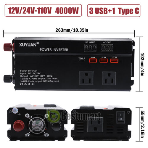 7000W 6000W LCD Car Power Inverter DC 12V To AC110V Pure Sine Wave Converter 2AC - Picture 63 of 116