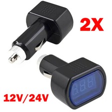 2PC Digital 12V/24V LED Car Vehicle Socket Voltmeter Voltage Battery Checker NEW