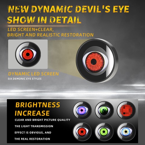 2x LED Dynamic Devil Eyes Lights 12V Car Remote Control Headlight Retrofit Kit M - Picture 7 of 16