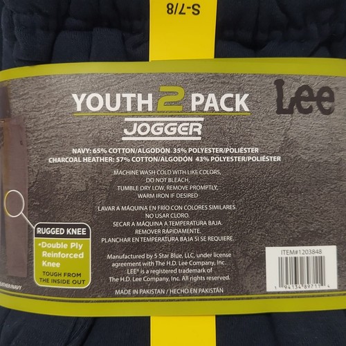 Lee Youth 2-Pack Jogger - Black - Small 7-8 Blue and light grey - Picture 3 of 5