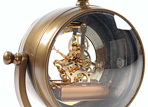 Brass Table Clock with Visible Works by Old Modern Handicrafts - Picture 4 of 7