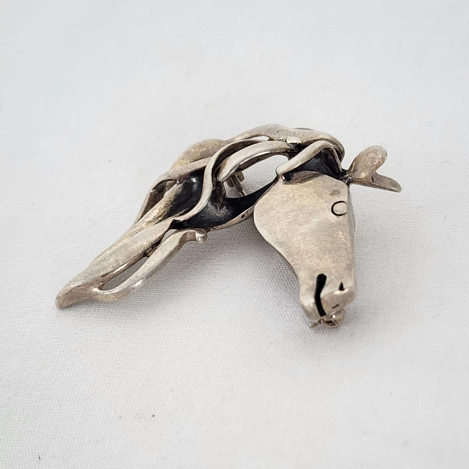 Broche colgante cabeza caballo plata esterlina 925 firmado SILPADA joyería ecuestre Foto 2 de 4