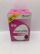 L'eggs Everyday Knee Highs **9 **Pair One Size Jet Black Sheer Toe Vintage 2012