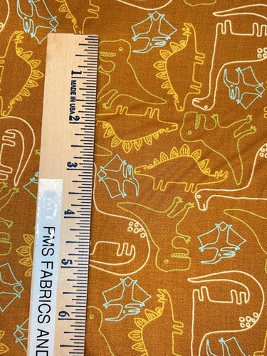 MODA Stomp Stomp Roar Dino Outlines 100% cotton fabric by the yard 20821 19 LAVA