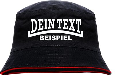 Fischerhut Wunschtext Druck - SchwarzRot - Linie - Bucket Hat