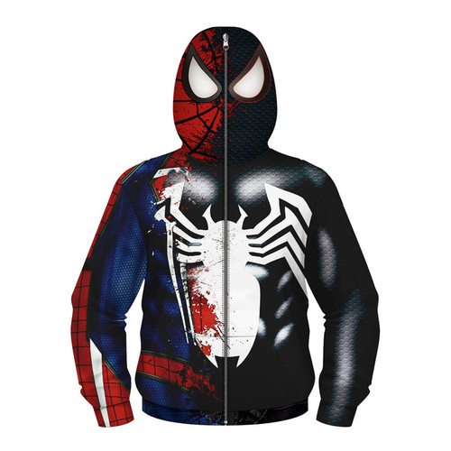 Kids Boys Superhero Hoodies Spiderman Iron man Cosplay Coat Hooded Sweatshirt  - Picture 5 of 18