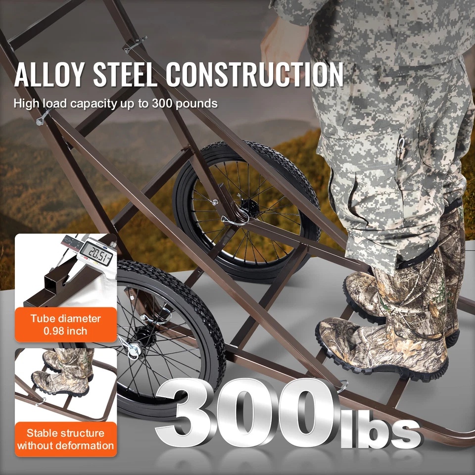 Carro de ciervos plegable camión de juegos equipo utilitario carretilla 300 libras de capacidad Foto 2 de 4