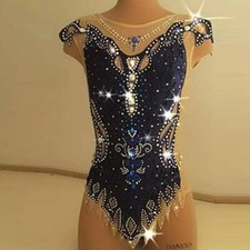 Women Girls Leotard Mesh Artistic Gymnastics Jumpsuit Stage Wear Costume