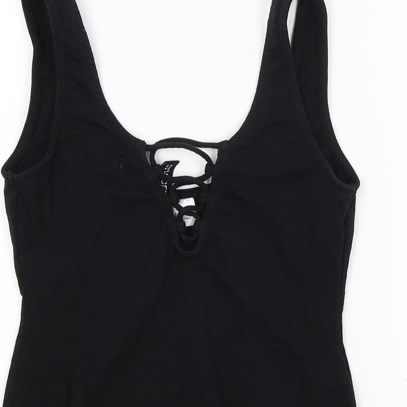 Divided Womens Black Cotton Blend Bodysuit One-Piece Size S image 8