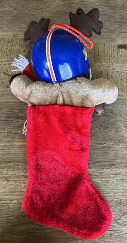 DENVER BRONCOS Plush Reindeer Football Helmet 22" Vintage Christmas Stocking - Picture 6 of 10