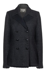 CHANEL 09A BLACK TWEED CC LOGO BUTTON JACKET BLAZER FR38 US6