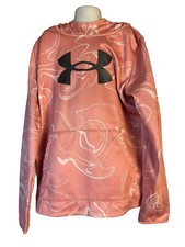 Under Armour Loose Fleece Lined Pullover Hoodie Girls Youth Size XL Pink  White