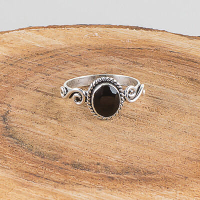 Natural Black Onyx Gemstone Women's RING 925 Sterling Silver Elegant Gift