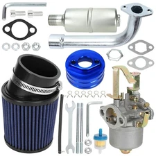 Blue Carburetor Air Filter Exhaust Pipe Muffler Kit For 79cc 98cc CT100U Go Kart