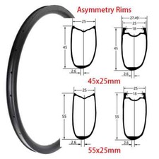 700c Carbon Road Bike Rims Asymmetry 45mm 55mm Depth 25mm Width Rims 3k 12k