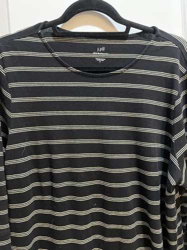 J.Jill pima Cotton Black Stripe Bell Sleeve Blouse/Top XLarge - Picture 4 of 5