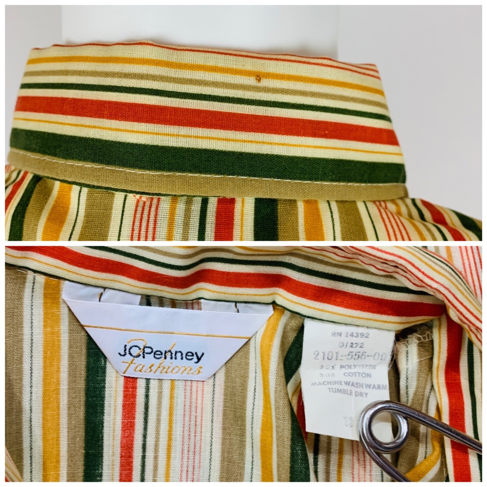 Vintage 60s Multi Colored Top Striped Button Down… - image 9