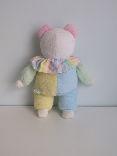 Peluche Eden Vintage Ours Pastel Bébé Tissu Éponge avec Col Volants Rayé 12" - Photo 7/10