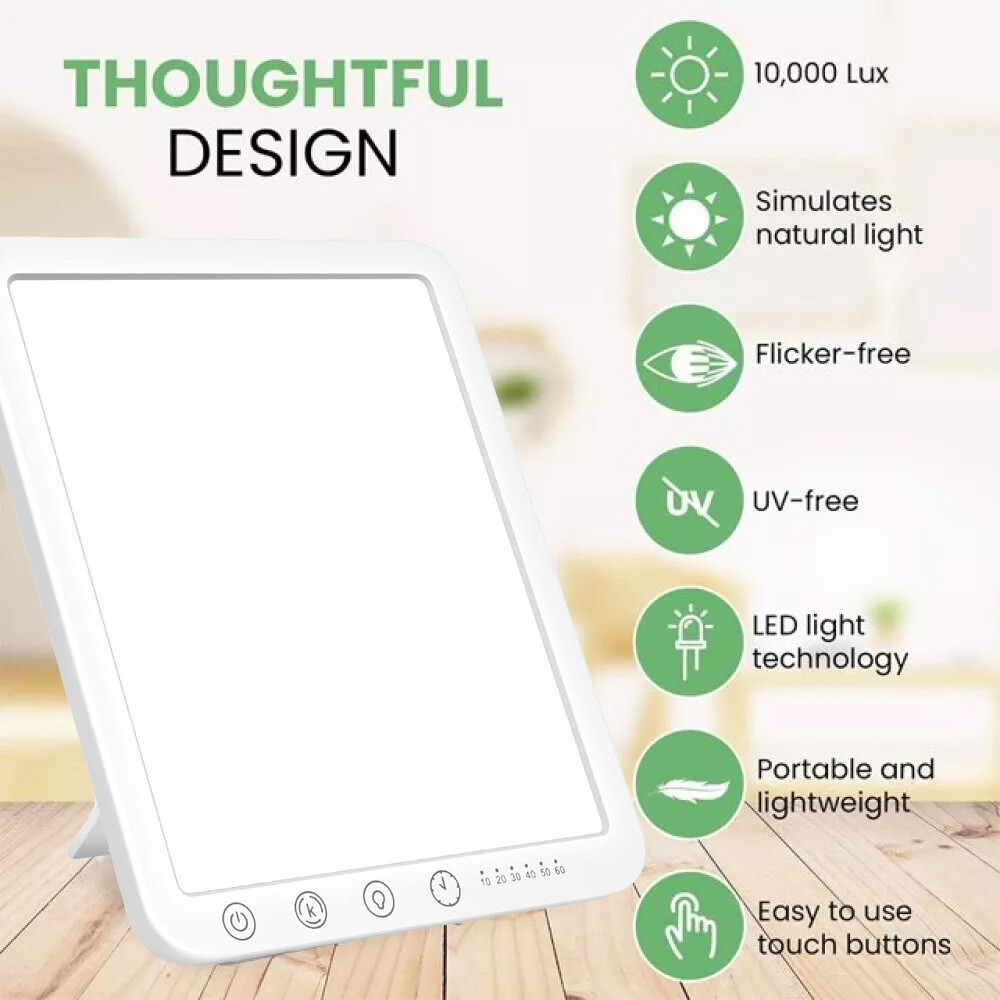 Neu Tageslichtlampe 15000 LUX LED Lampe Lichttherapie Dimmbar Timer tageslicht