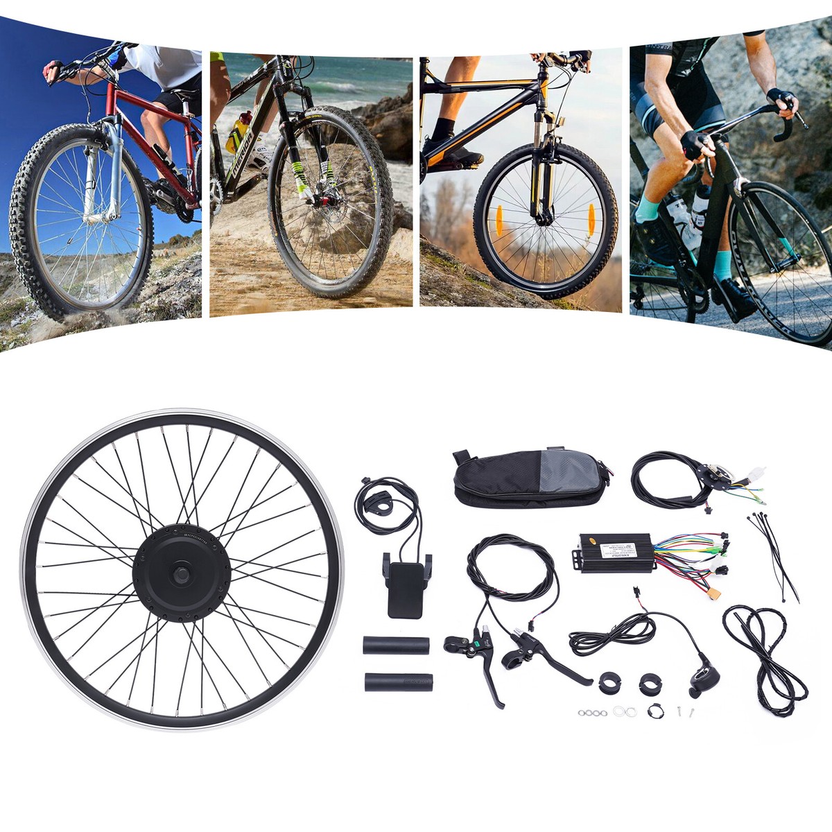 24in Electric Bicycle Front/Rear Wheel Kit 36V 500W Conversion E