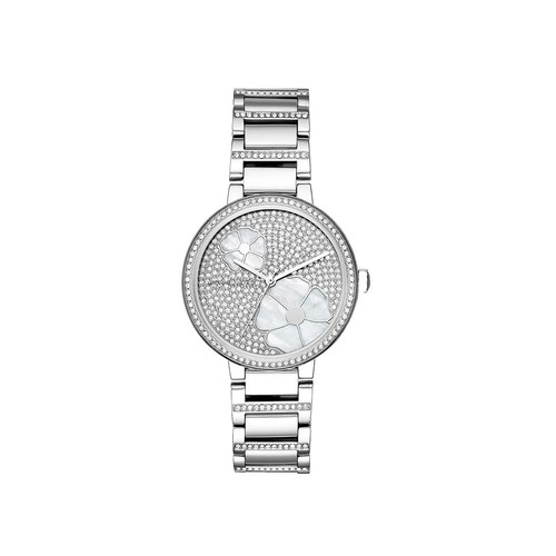 BEBE Silver Tone Dial Crystal Accent Round Case Mesh  display picture 3