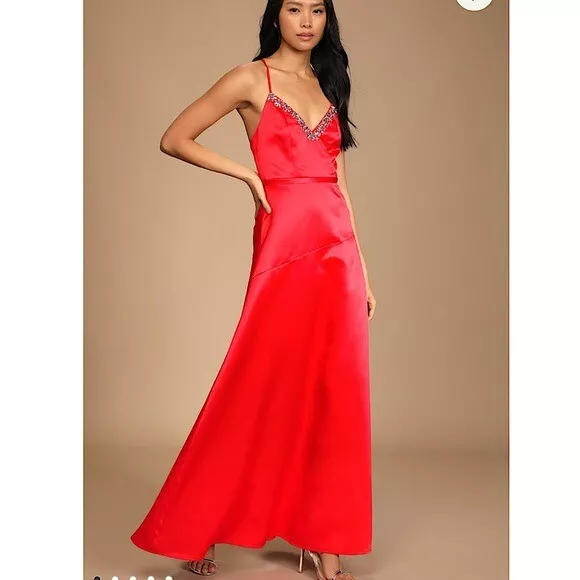 Lulus red satin best sale dress