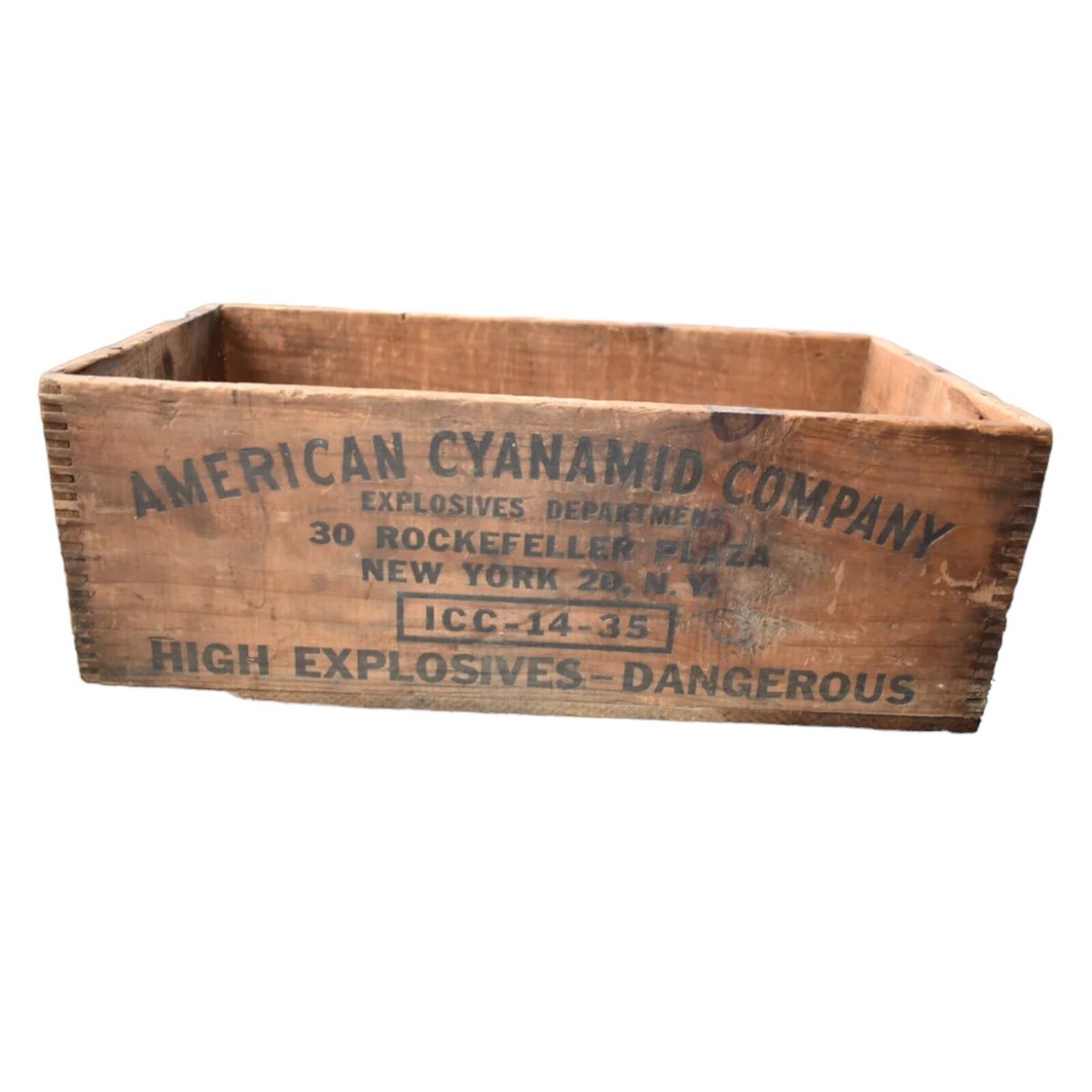 Primitive Wood Crate Explosives Box, American Cyanamid Company, 30