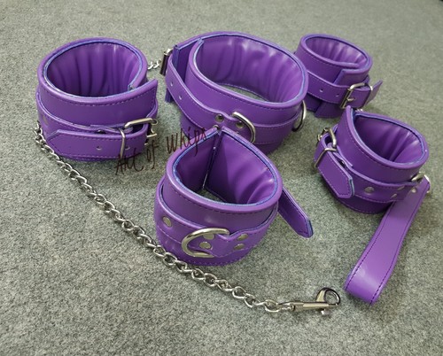 6 Pcs Restraints Cuff Set Premium Quality Top Grain Soft Leather Adult Play Gift - Picture 27 of 31