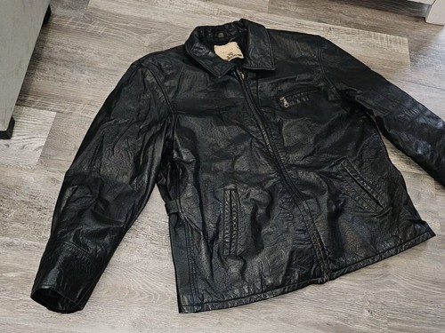St. Johns Bay Mens Leather Jacket Sz XL Black Quilted Lined Heavy - Picture 4 of 10