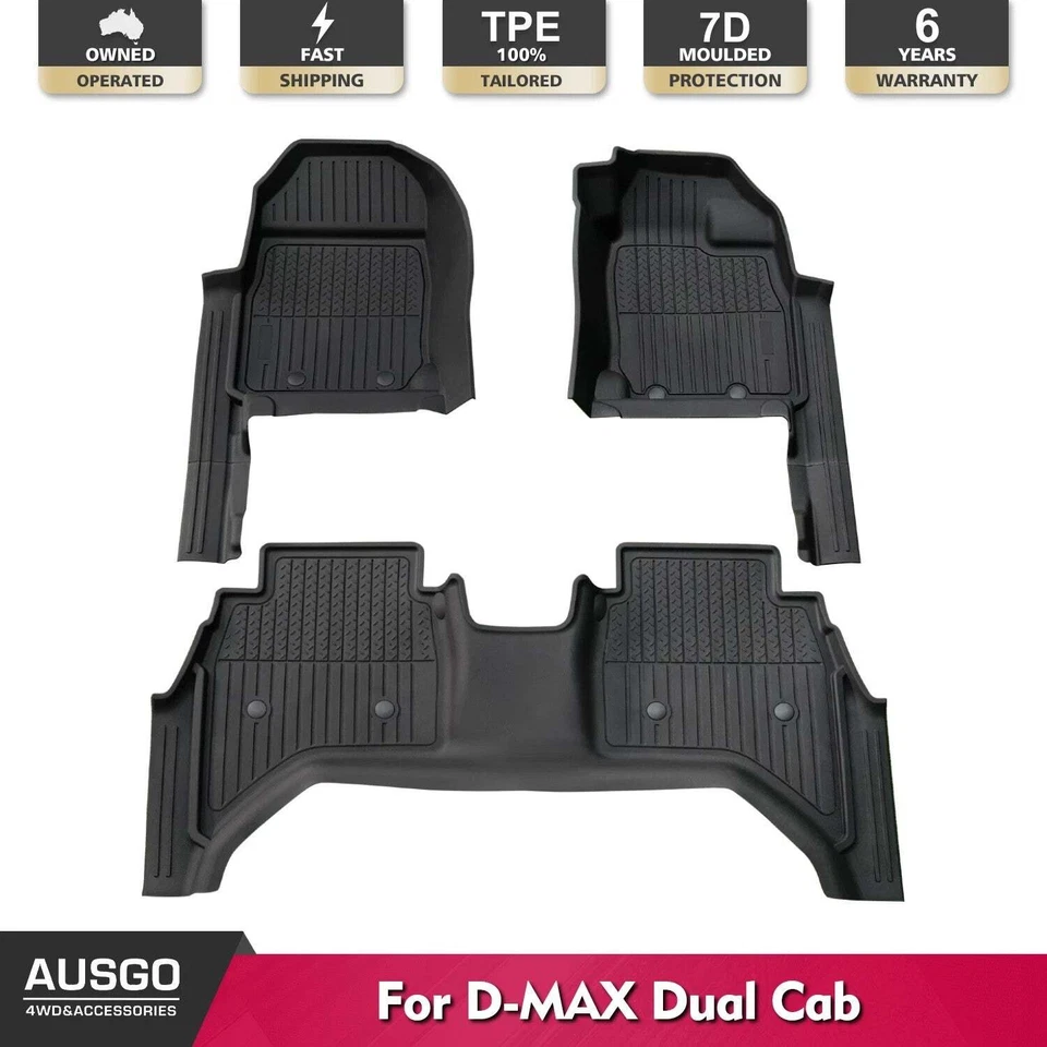 AUSGO 7D Injection Floor Mats for ISUZU D-MAX Dual 2020+ | Door Sill Coverage