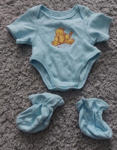 Pacchetto gilet e scarpe bambino blu Bear Factory vintage in pensione!!!
