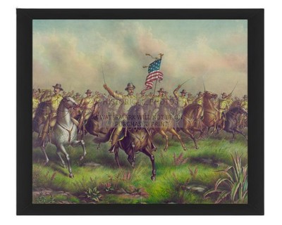 ROUGH RIDERS THEODORE ROOSEVELT COMMANDER 1898 8X10 FRAMED PHOTO