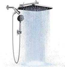 14" Wide High Pressure Rain Shower Head with Handheld,Spray Modes, Silver Chrome