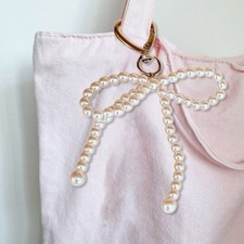 Pearl Bowknot Heart Keychain Pendant Lovely Hanging Decorations Keyring Charm