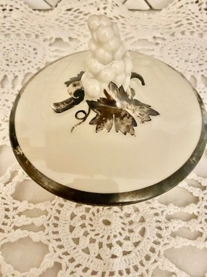 Vintage Dekor Feinsilber-RW Bavaria Coffee Pot Lid 4 3/4'' Silver over Porcelain