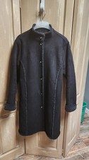 LL Bean Faux Suede Coat Faux Sherpa Shearling Jacket Woman L Chocolate Brown