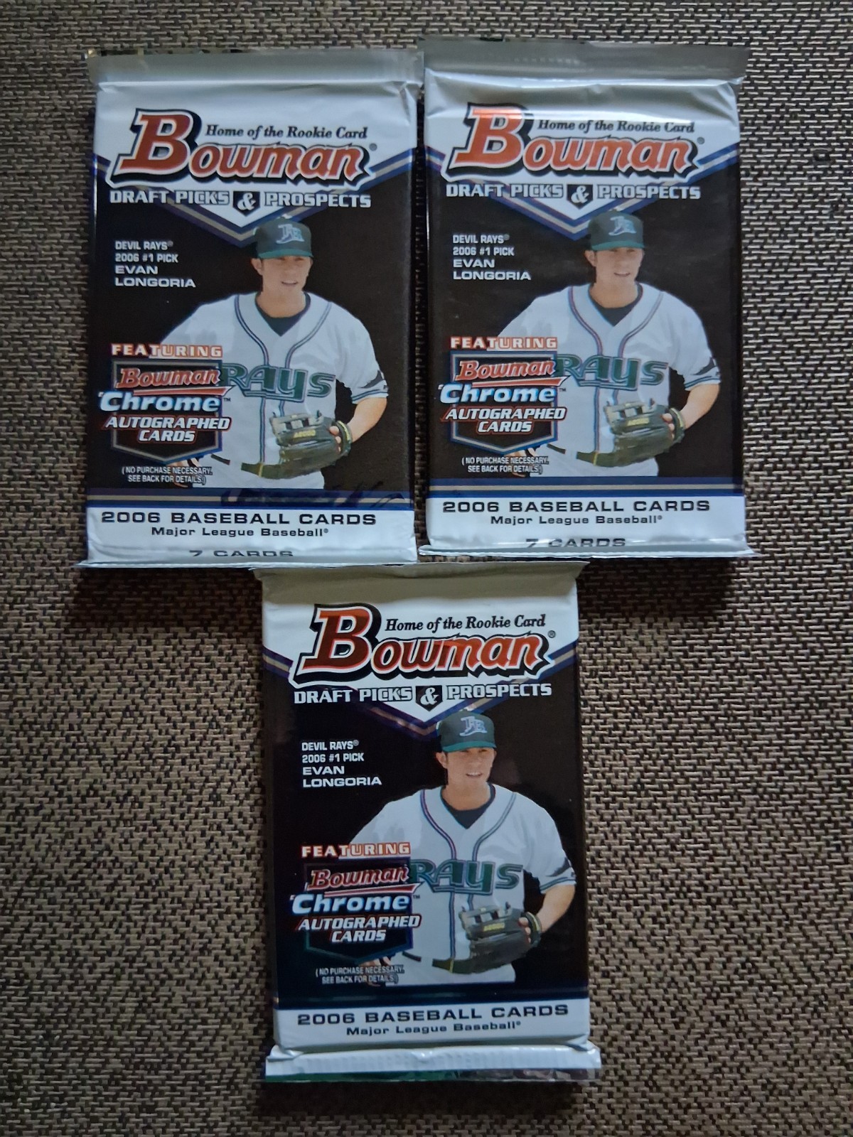 (3)2006 BOWMAN/CHROME DRAFT BASEBALL PACK LOT FROM SEALED BOX, KERSHAW AUTO RC?? view 1