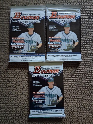 (3)2006 BOWMAN/CHROME DRAFT BASEBALL PACK LOT FROM SEALED BOX, KERSHAW AUTO RC??
