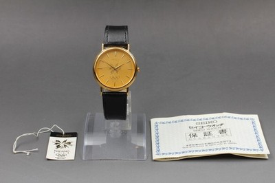 [Near MINT] 1998 SEIKO Nagano Olympic 7N21-8A00 Gold Quarz Herrenuhr JAPAN