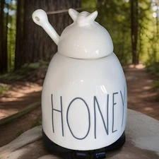 Rae Dunn Ceramic Honey Pot Ceramic Dipper Bee Artisan Collection 5.5" Tall