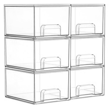 Vtopmart 6 Pack Small Clear Stackable Storage Drawers,Acrylic Bathroom clear
