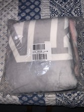 NIP VICTORIA'S SECRET PINK SHERPA BLANKET 50 X 60 PINK/GREY LOGO