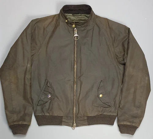 ALEXANDER MCQUEEN Barbour Steve McQueen Merchant Wax Bomber Giacca Uomo Medium Verde Oliva Biker