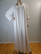 Vintage Shadowline All Nylon White Nightgown Blue/Lavender Embroidery Size Small