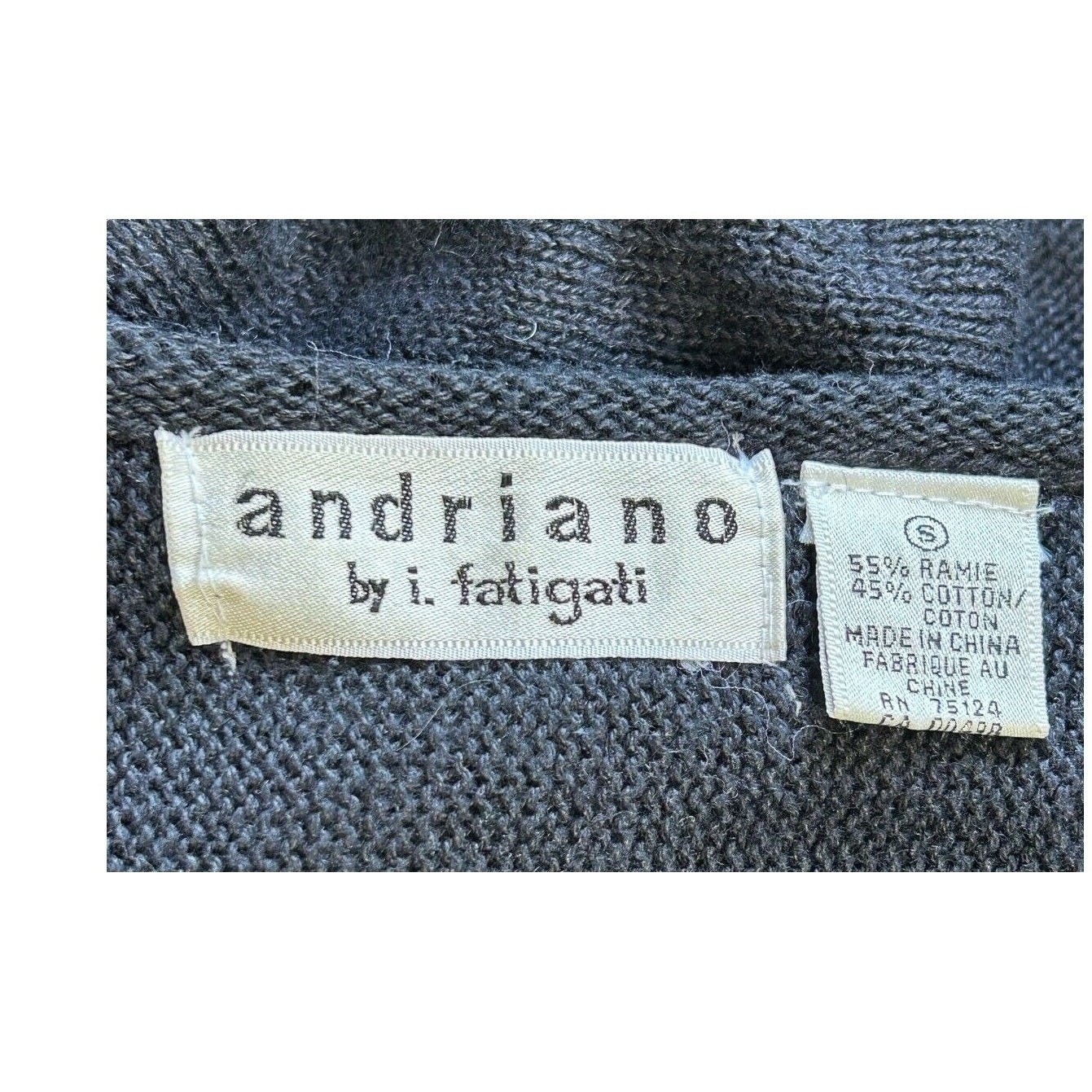 Andriano Black Sweater Patchwork Argyle Faux Leat… - image 6
